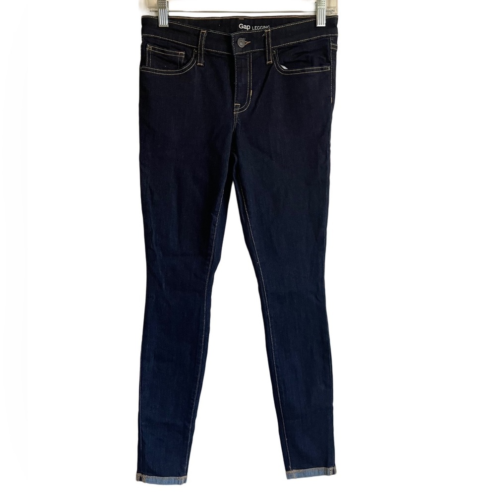 Gap Denim Legging Dark Wash Bottom Cuffs 26